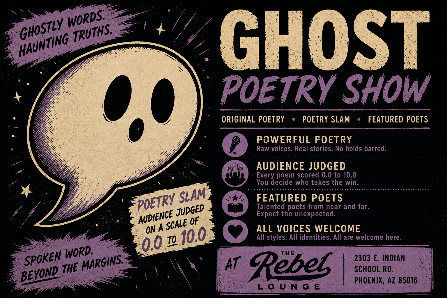 Ghost Poetry Show poetry slam at The Rebel Lounge